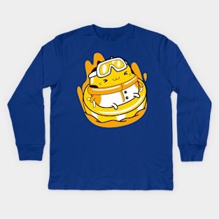 yellow cat hello winter Kids Long Sleeve T-Shirt